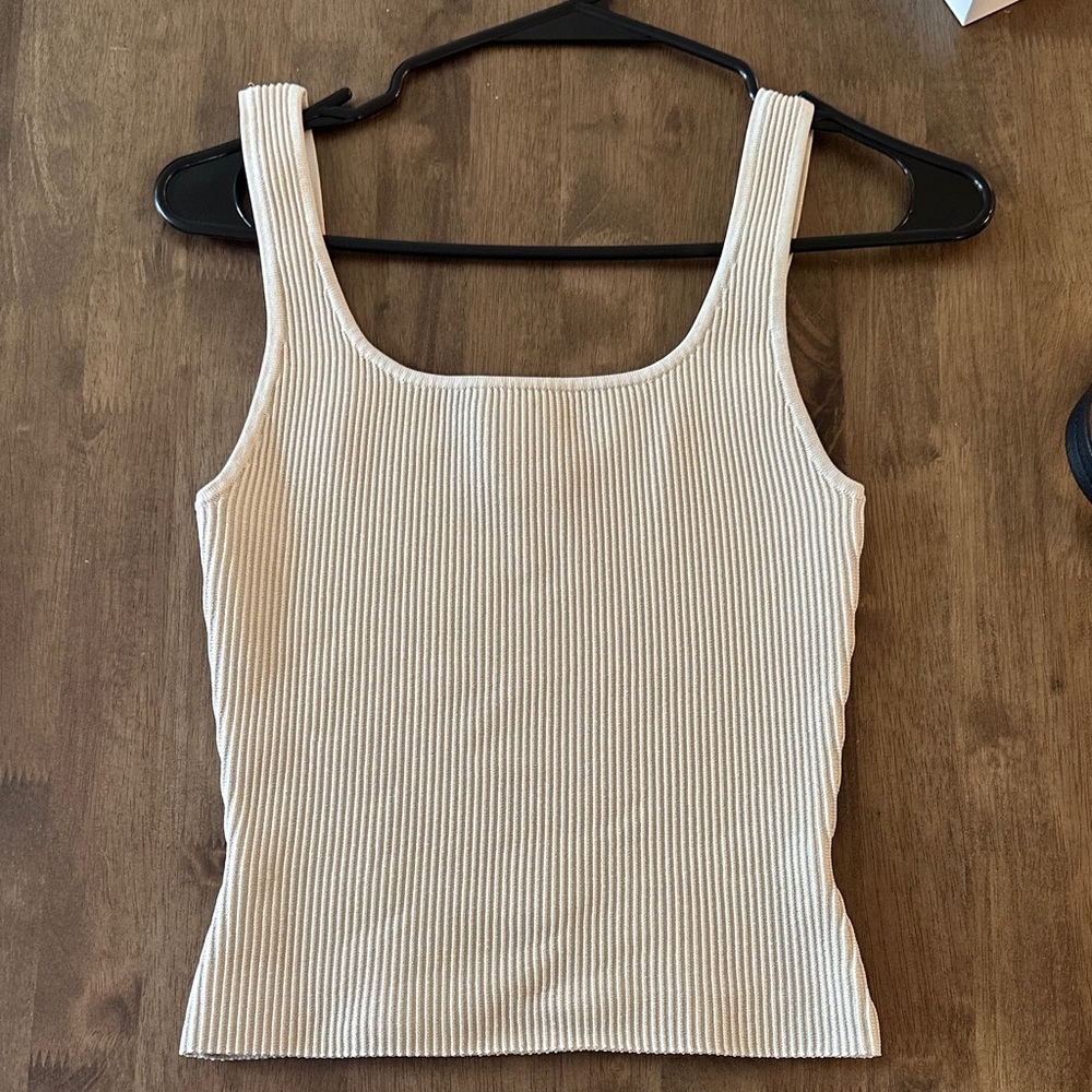 Babaton Ribbed Beige Tank Top